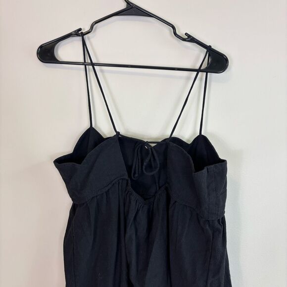 Free People Black Scalloped Edge Tie Back Tank Top Size Large - Picture 5 of 8